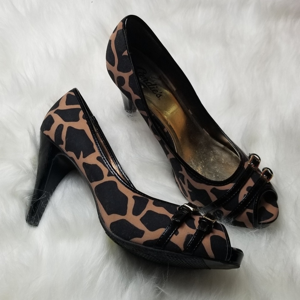 Candie's Heels Peep Toe Print